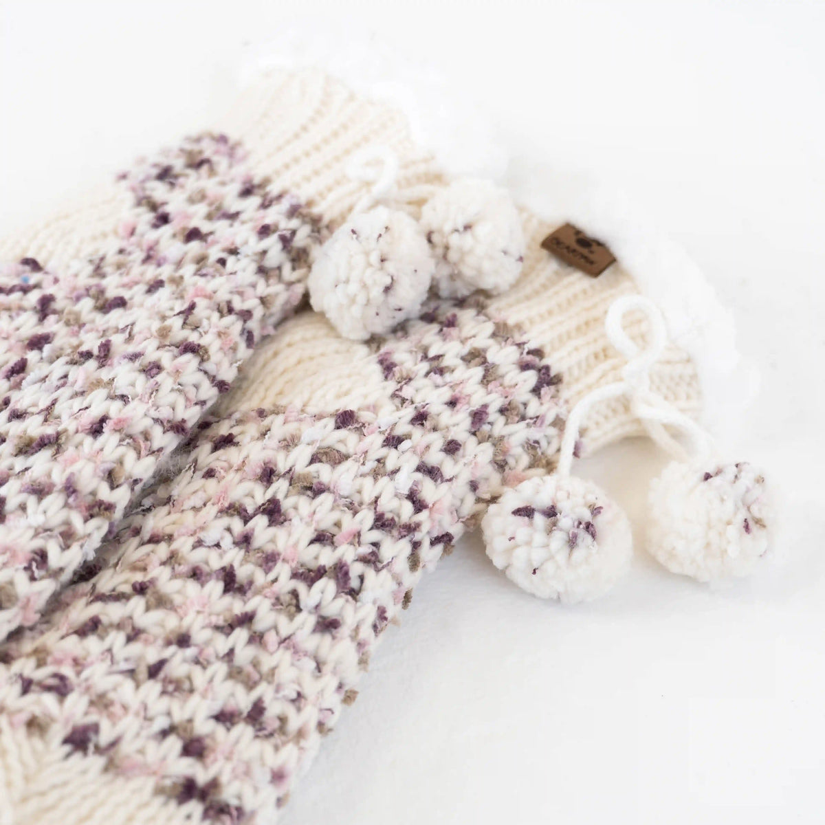 Cozy Cable Gripper Socks - Pom Pom Lotus